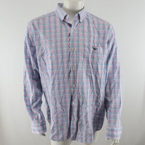 Vineyard Vines Classic Fit Tucker Shirt Mens‎ XL Blue Pink Cotton and Spandex